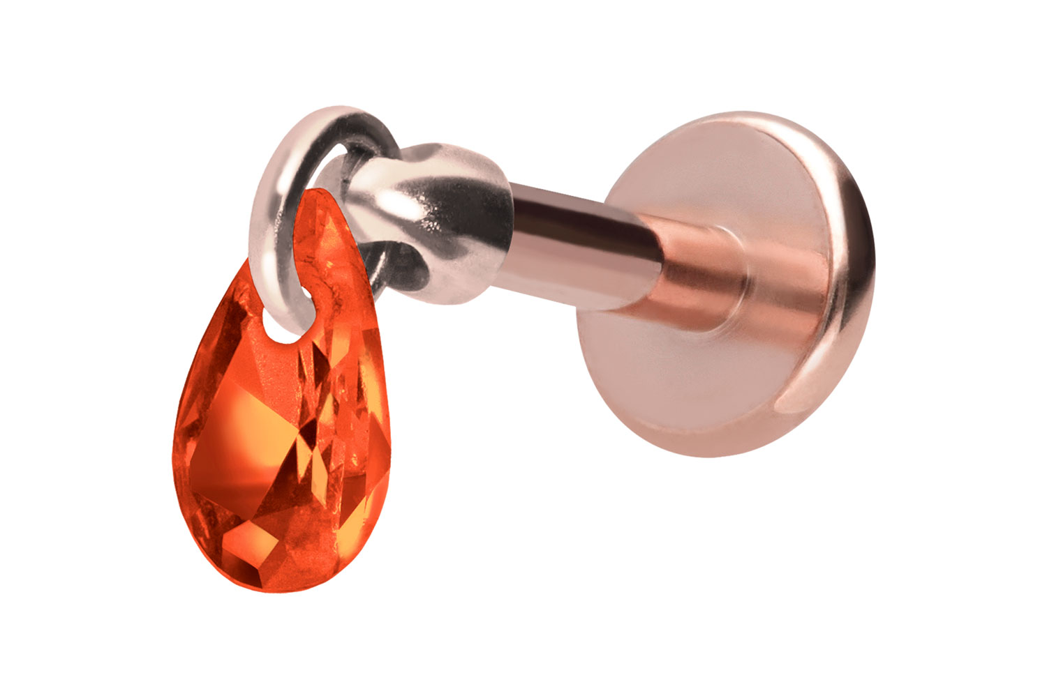 Titan Labret Piercing mit Innengewinde KRISTALLTROPFEN